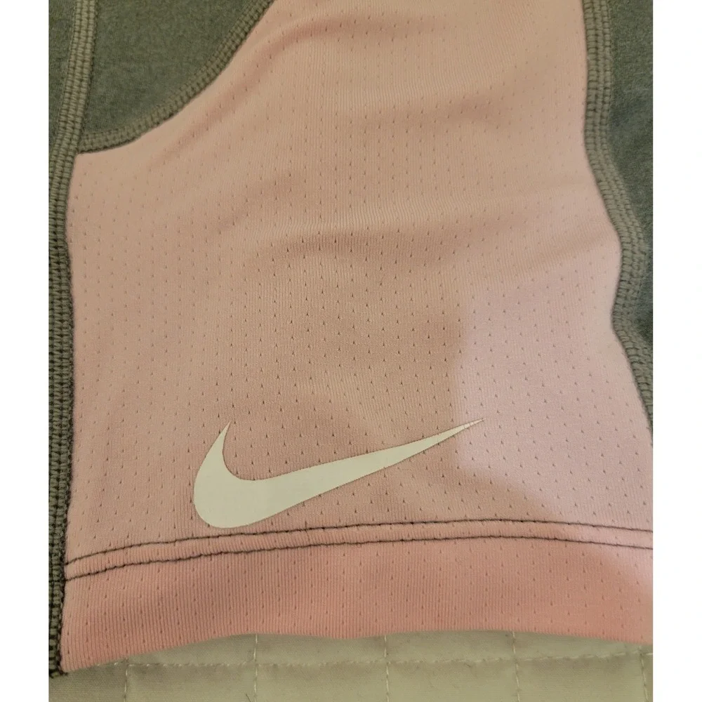 Nike Trophy Dri-FIT Tight Fit Biker Shorts Women's L Grey Pink Athletic Running